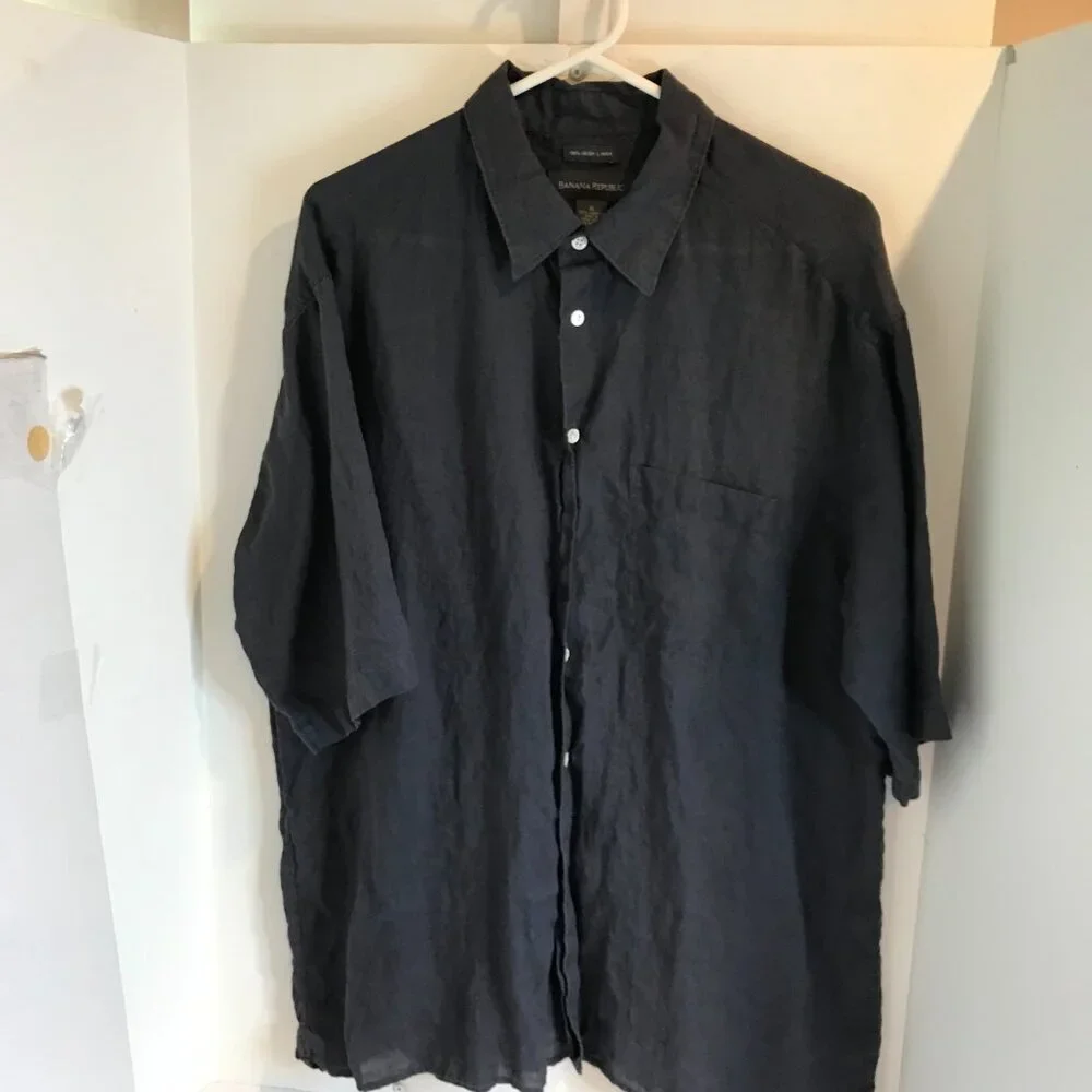 BANANA REPUBLIC MENS LINEN SHORT SLEEVE SHIRT SIZE XL